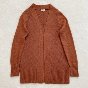 Fat Face Mocha Brown Open Front Longline Cardigan Rib & Pointelle Knit UK 6 US 2
